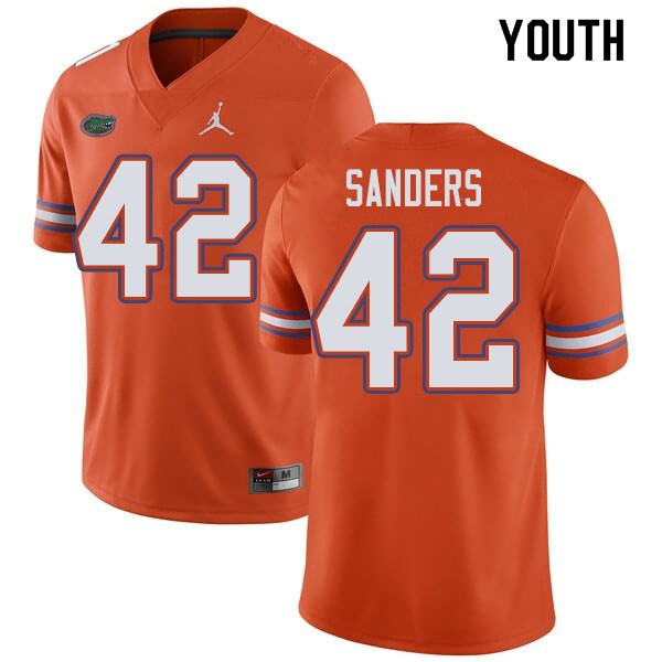 NCAA Florida Gators Umstead Sanders Youth #42 Jordan Brand Orange Stitched Authentic College Football Jersey GMA4364NY